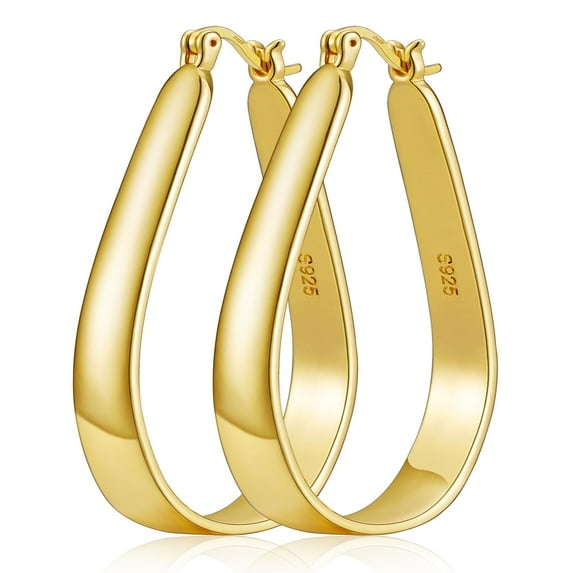 DORANA 18K Gold Plated Hoop Earrings for Women Hypoallergenic S925 Sterling Silver Earrings Big Hoops Wedding Birthday Valentines Day Jewelry Gifts Teen Girlfriend Wife Mom Bride Daughter Age Ideas