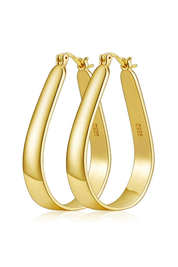 18K Gold Plated Hoop Earrings for Women Hypoallergenic S925 Sterling Silver Post Earrings Big Hoops Wedding Birthday Valentines Day Jewelry Gifts Teen Girlfriend Wife Mom Bride Daughter Age