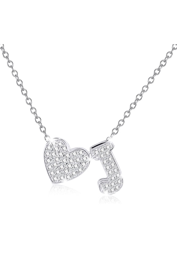 18K White Gold Plated Love Heart Initial Necklaces for Women Girls CZ S925 Sterling Silver Letter J Pendant Chain Birthday Valentines Day Jewelry Gifts Teen Girlfriend Wife Mom Kids Age Ideas