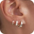 thumbnail image 1 of DORANA 3 Pairs 18K White Gold Plated Chunky Hoop Earrings for Women Hypoallergenic S925 Sterling Silver Post Cartilage Earring Set Birthday Graduation Mothers Day Jewelry Gifts Teen Her Wife Mom, 1 of 6