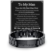 DORANA Black Bracelets for Men Boys American Flag Bracelet to My Best Man from Wife Girlfriend Stainless Steel Bracelet Birthday Christmas Jewelry Gifts Teen Husband Boyfriend Stocking Stuffers Ideas