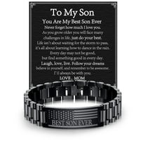 DORANA Bracelets for Men Boys American Flag Bracelet to My Best Son from Mom Stainless Steel Watch Band Bracelet Graduation Bracelet Birthday Jewelry Gifts Ideas Tween Teen Teenage Age