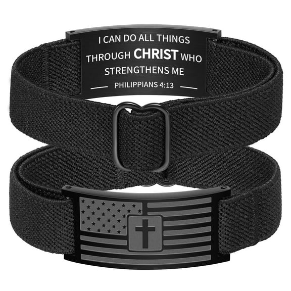 DORANA Black American Flag Cross Bracelets for Men Boys Catholic Christian Religious Birthday Valentines Day Jewelry Gifts Teen Tween Son Grandson Boyfriend Preteen for Kids Age Ideas