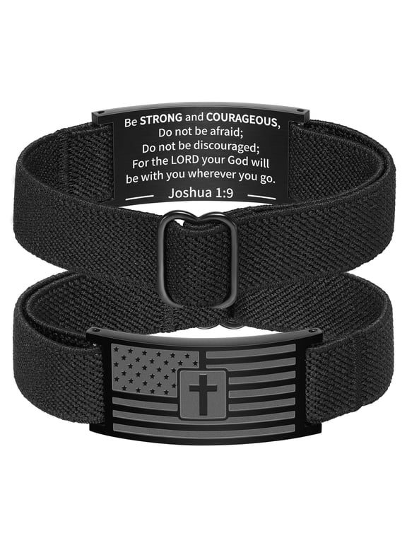 Black American Flag Cross Bracelets for Men Boys Catholic Christian Religious Birthday Christmas Jewelry Gifts Teen Tween Son Grandson Boyfriend Preteen Stocking Stuffers for Kids Age Ideas