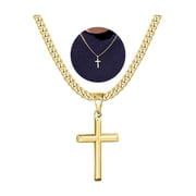 DORANA Gold Plated Cross Necklaces for Men Boys Stainless Steel Cross Pendant Chain Catholic Religious Christian Birthday Christmas Jewelry Gifts Dad Husband Son Kids Stocking Stuffers Age Ideas