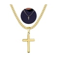 thumbnail image 1 of DORANA Gold Plated Cross Necklaces for Men Boys 316L Stainless Steel Cross Pendant Chain Catholic Christian Religious Birthday Christmas Jewelry Gifts Teen Boys Stocking Stuffers for Kids 20 Inch, 1 of 6