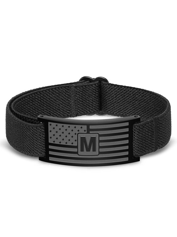 Black Initial Bracelets for Men Boys,American Flag Letter M Wrist Band Bracelet Birthday Easter Basket Stuffers Jewelry Gifts Teen Him Boyfriend Adults Male Son Tween Kids Age Ideas