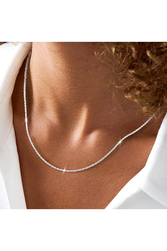 S925 Sterling Silver Chains for Women 1.5mm/2mm Non Tarnish Twist Rope Necklace Birthday Valentines Day Jewelry Gifts Teen Girlfriend Wife Mom Preteen Tween Her Age Ideas 16/18/20/22/24 Inch