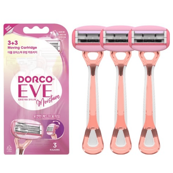 [DORCO] EVE Moisture Women's Body Razor 3 Count | Moisturizing Disposable Razors