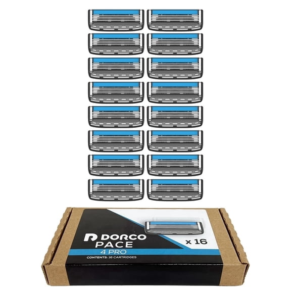 DORCO Pace 4 Pro Four Blade Razor Replacement Heads 16 Count
