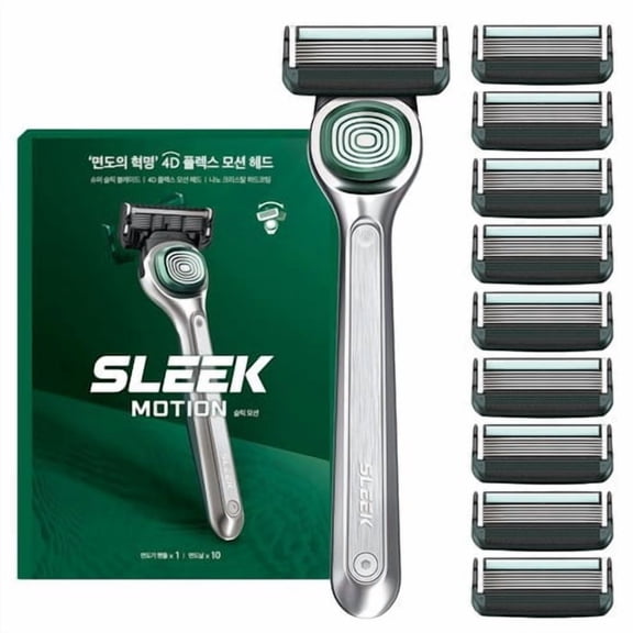 [DORCO] SLEEK Motion Razor System with 10 Cartridges - Premium Men's Shaving Razor