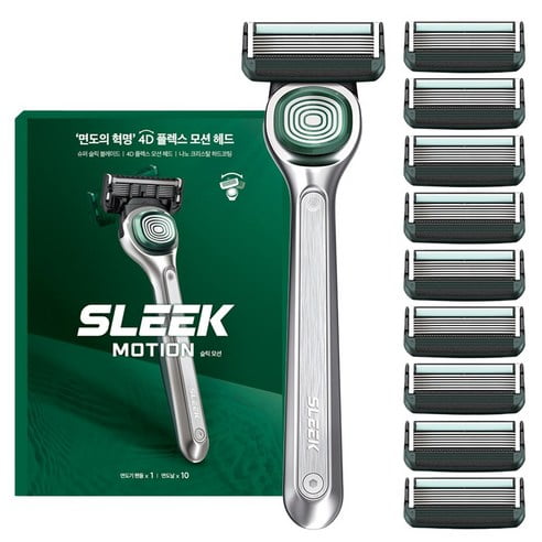 [DORCO] SLEEK Motion Razor System with 10 Cartridges - Premium Men's Shaving Razor