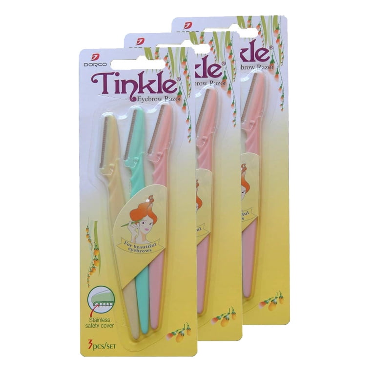 Dorco Tinkle Eyebrow Razors for Women, Facial Hair Removers, 3
