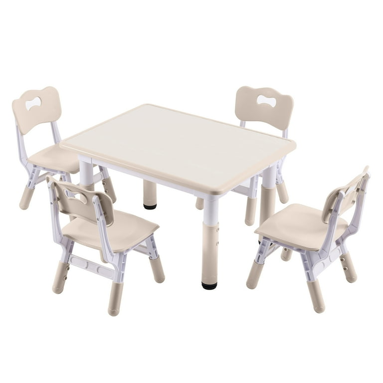 DOREROOM Height Adjustable Kids Table and 4 Chairs Set Toddler Table and Chair Set with Graffiti Desktop 31.5 L x 23.6 W Children Activity Table for Daycare Classroom Home Walmart