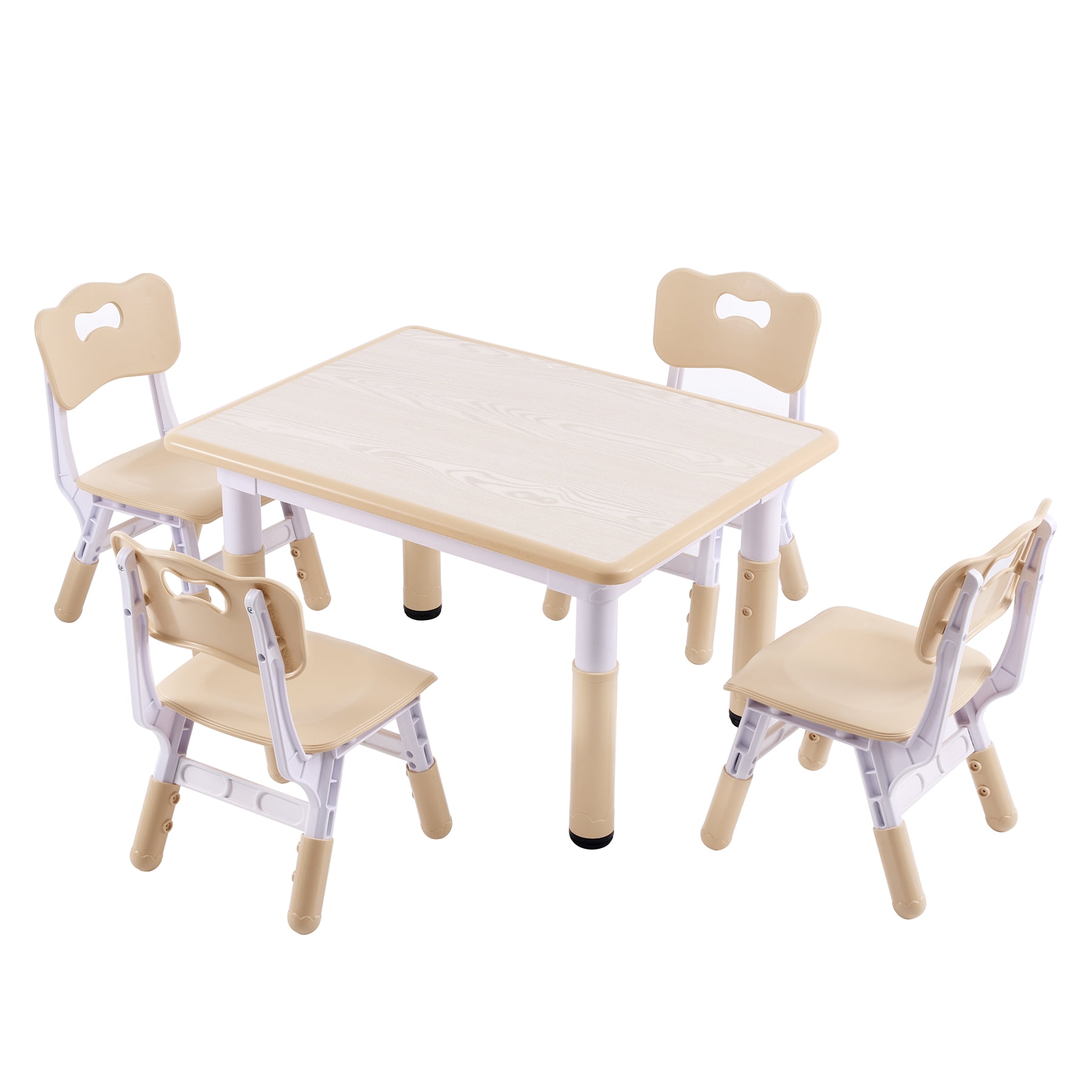 DOREROOM Height-Adjustable Kids Table and 4 Chairs Set, Graffiti ...