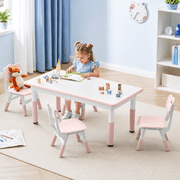 DOREROOM Kids 4-Piece Adjustable Table and Chair Set, Graffiti Desktop, Non-Slip Legs