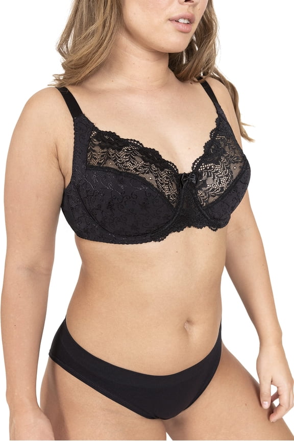 Curves Philippa Full Cup Non Padded Underwire Demi Bra D15006A Black 42D