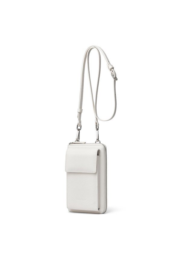 Small Leather Crossbody Bags for Women, Mini Cell Phone Wallet Purse With Card Slots And Adjustable Strap (2-White) A101