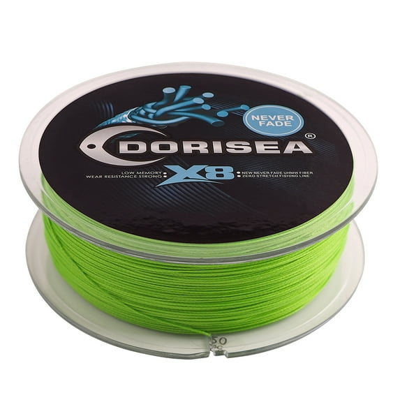 DORISEA X8 PE Braided Extreme Multifilament Fishing Wire Line,NEVER FADE Hi-vis Green