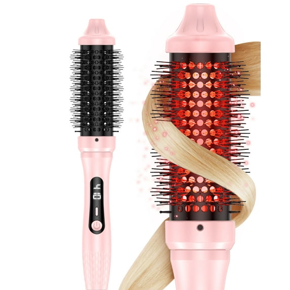 DORISILK Infrared Thermal Hair Brush for Sleek, Shiny Hair,1.5inch Heated Round Volumizer Faster Blowout, 5-Temp,Heated Round Brush for Curling and Straightening,Dual Voltage for Travel Using