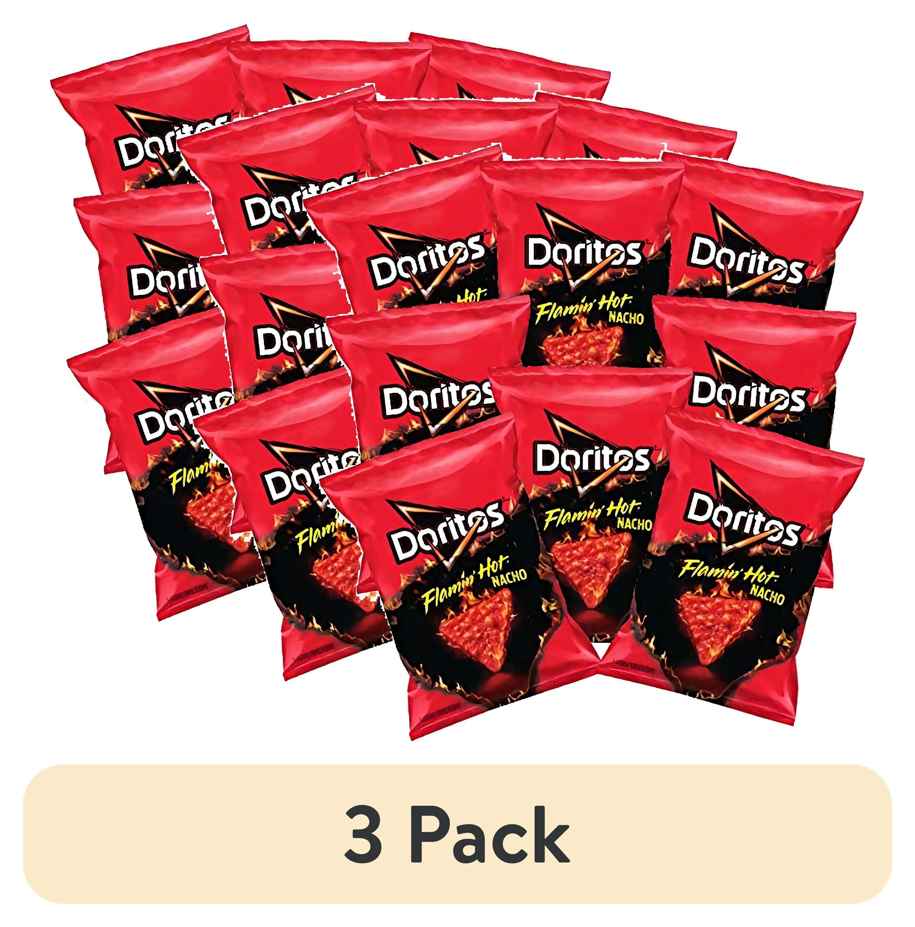 (3 pack) DORITOS FLAMIN' HOT Nacho Flavored Tortilla Chips, 1.75 ounce ...