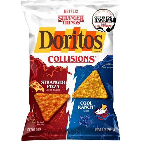 Snacks Frito Lay Doritos Collisions Netflix Stranger Things Stranger Pizza & Cool Ranch Tortilla Chips Bag, 9 oz