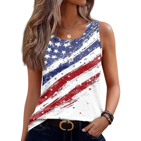 DORKASM 4th July Tank Tops Sleeveless Independence Red White and Blue T-Shirts Summer Square Neck Usa Flag Shirts Vocation Liberty T Shirts Sky Blue 2XL