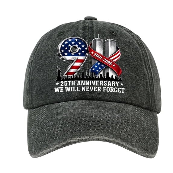 DORKASM 9/11 25th Anniversary Hat 911 Memorial Flag Floral Baseball Dark Green one size