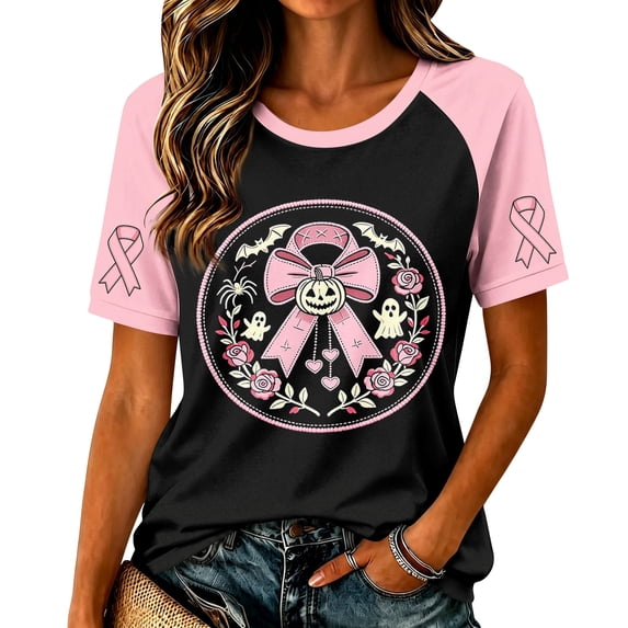 DORKASM Breast Cancer Shirts for Women Short Sleeve Hope Love Wings Tshirt Crew Neck Pink Ribbon Soft Cancer Survivor Shirts Breast Cancer Awareness Casual Shirt Hot Pink L