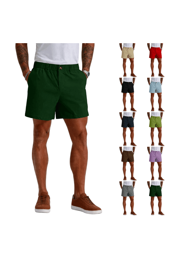 Casual Shorts for Men Stretch Flowy 5"/7"/9" Chino Shorts Summer Lightweight Trendy Hiking Shorts Quick Dry 2026 Loose Fit Work Short with Pockets Dark Green L