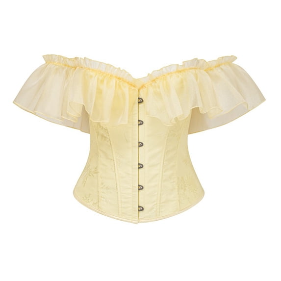 DORKASM Corset Top for Women Renaissance Steampunk Bustier Top Sexy Lace Up Corset Top Festival Halloween Costume Yellow M