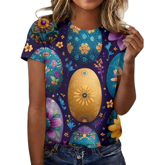 DORKASM Easter Ladies T Shirt Eggs Short Sleeve Plus Size Shirts Bunny ...