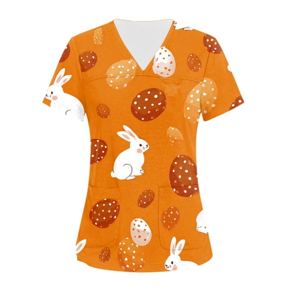 DORKASM Easter Scrubs T Shirt for Women Funny V Neck Eggs Scrub Tshirt ...
