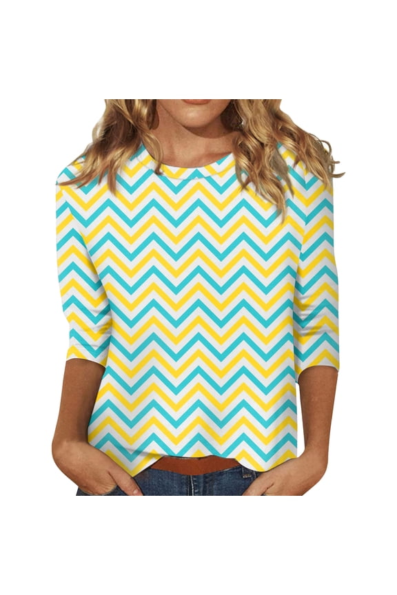 Easter T Shirts for Women Eggs 3/4 Sleeve Spring T Shirt Plus Size Floral Funny Top Bunny Graphic Crew Neck Tee Light Blue S