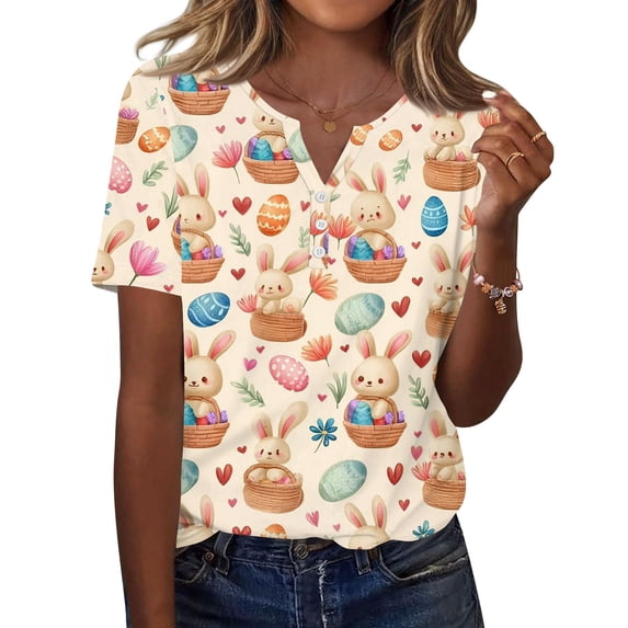 DORKASM Easter Tshirts for Ladies Spring Button Henley V Neck Eggs ...