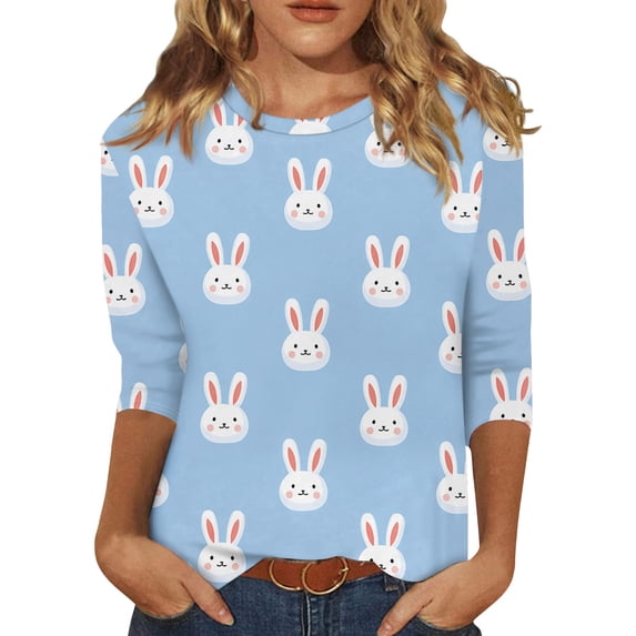 DORKASM Easter Tshirts for Ladies Spring 3/4 Sleeve Plus Size T Shirts ...