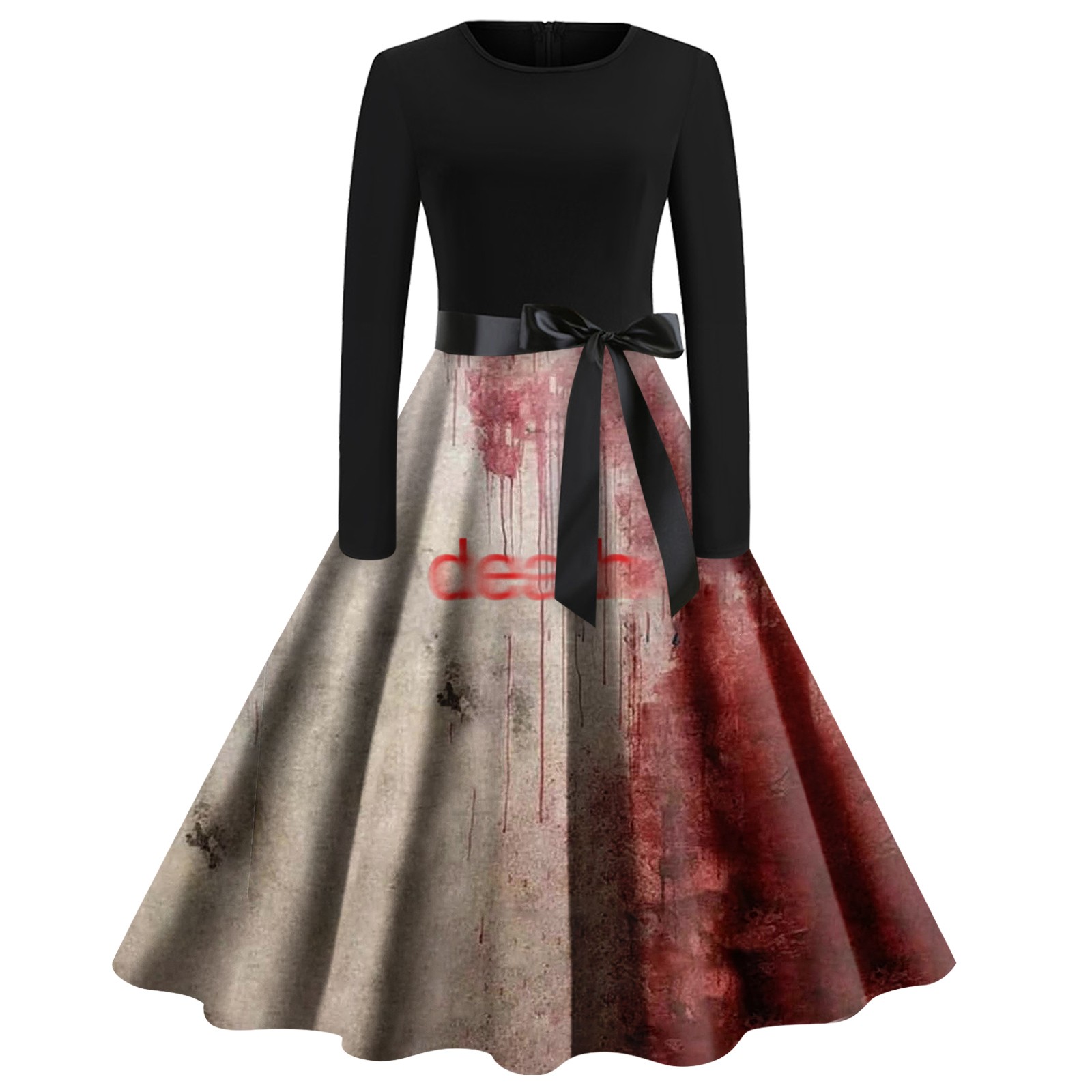 DORKASM Halloween Adults Hepburn Dress 1950s Spider Net Graphic 2025 ...