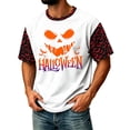 thumbnail image 1 of DORKASM Halloween Costumes for Men Short Sleeve Pumpkin Basic Blouse Round Neck Ghost Graphic Skeleton Fall Winter T-Shirt Spooky Vacation Comfy Pullover White S, 1 of 7