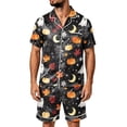 thumbnail image 1 of DORKASM Halloween Matching Pajamas for Men Pj Sets Bat Pumpkin Print Button Down Sleepwear Blue L, 1 of 4