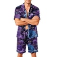 thumbnail image 1 of DORKASM Halloween Matching Pajamas for Men Pj Sets Bat Pumpkin Print Button Down Sleepwear Purple 4XL, 1 of 4