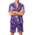 thumbnail image 1 of DORKASM Halloween Matching Pajamas for Men Pj Sets Bat Pumpkin Print Button Down Sleepwear Purple XL, 1 of 4