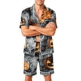 thumbnail image 1 of DORKASM Halloween Matching Pajamas for Men Pj Sets Bat Pumpkin Print Button Down Sleepwear Yellow L, 1 of 4