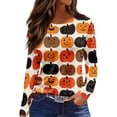 thumbnail image 1 of DORKASM Halloween Women's Shirts Long Sleeve Skeleton Basic Shirt Round Neck Pumpkin Spooky 2026 Tops Ghost Graphic Fall Winter Lounge T Shirt Ginger 2XL, 1 of 3