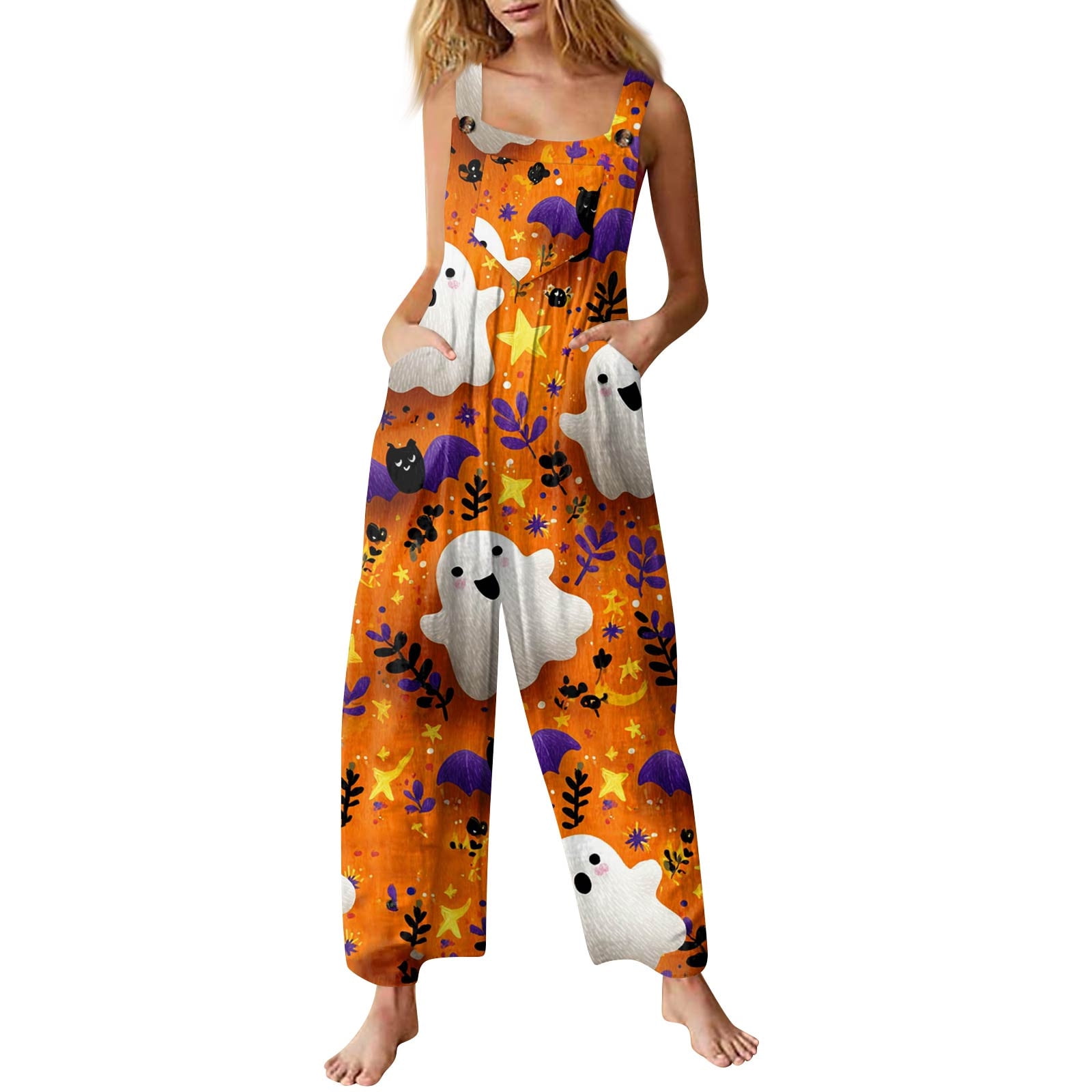 DORKASM Halloween Pj Romper for Women Graphic Square Neck Fun