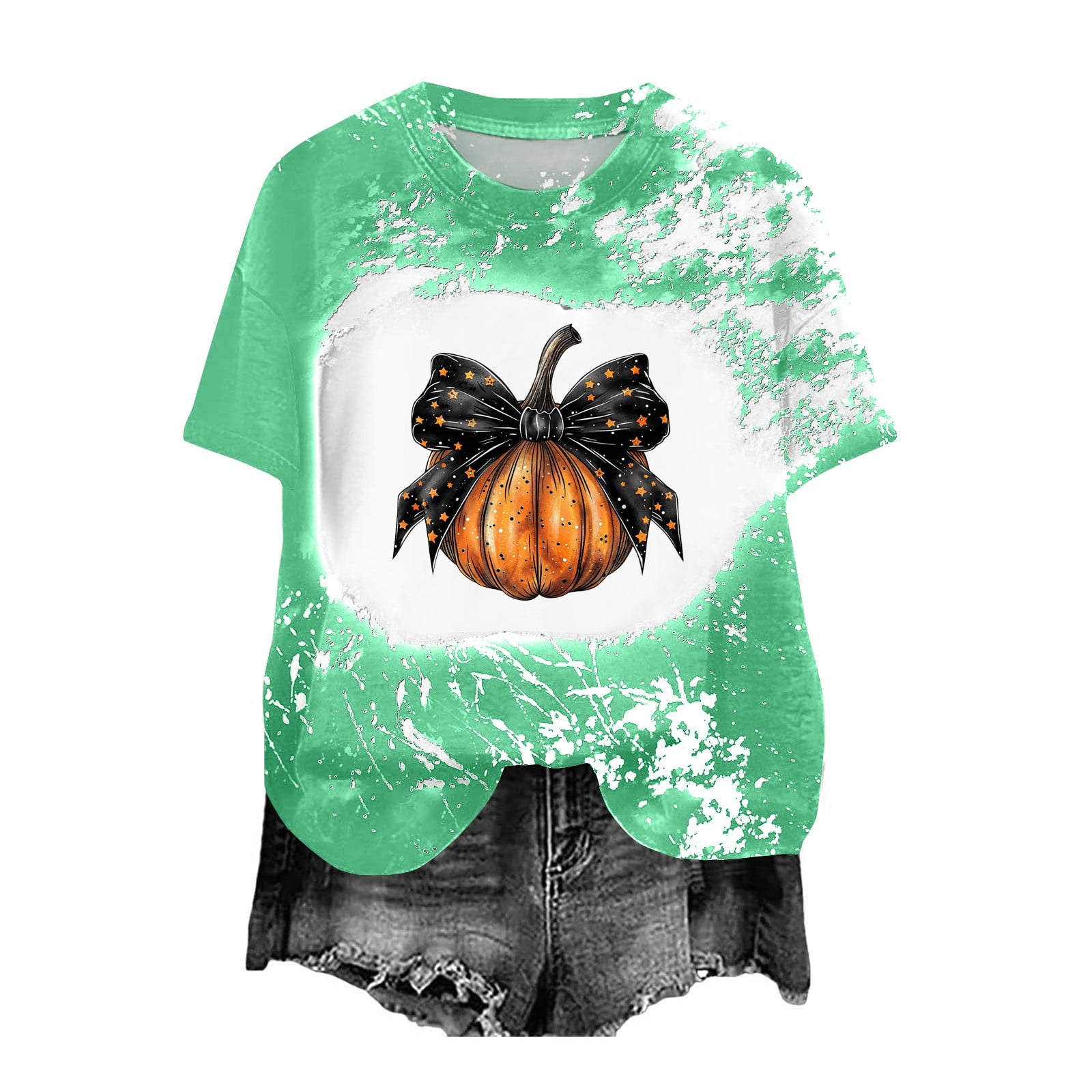 Will Trade Candy For Wine Ghost Halloween T-Shirt - Women's Funny Graphic Tee, Casual Witch Letter Print Top - View #9