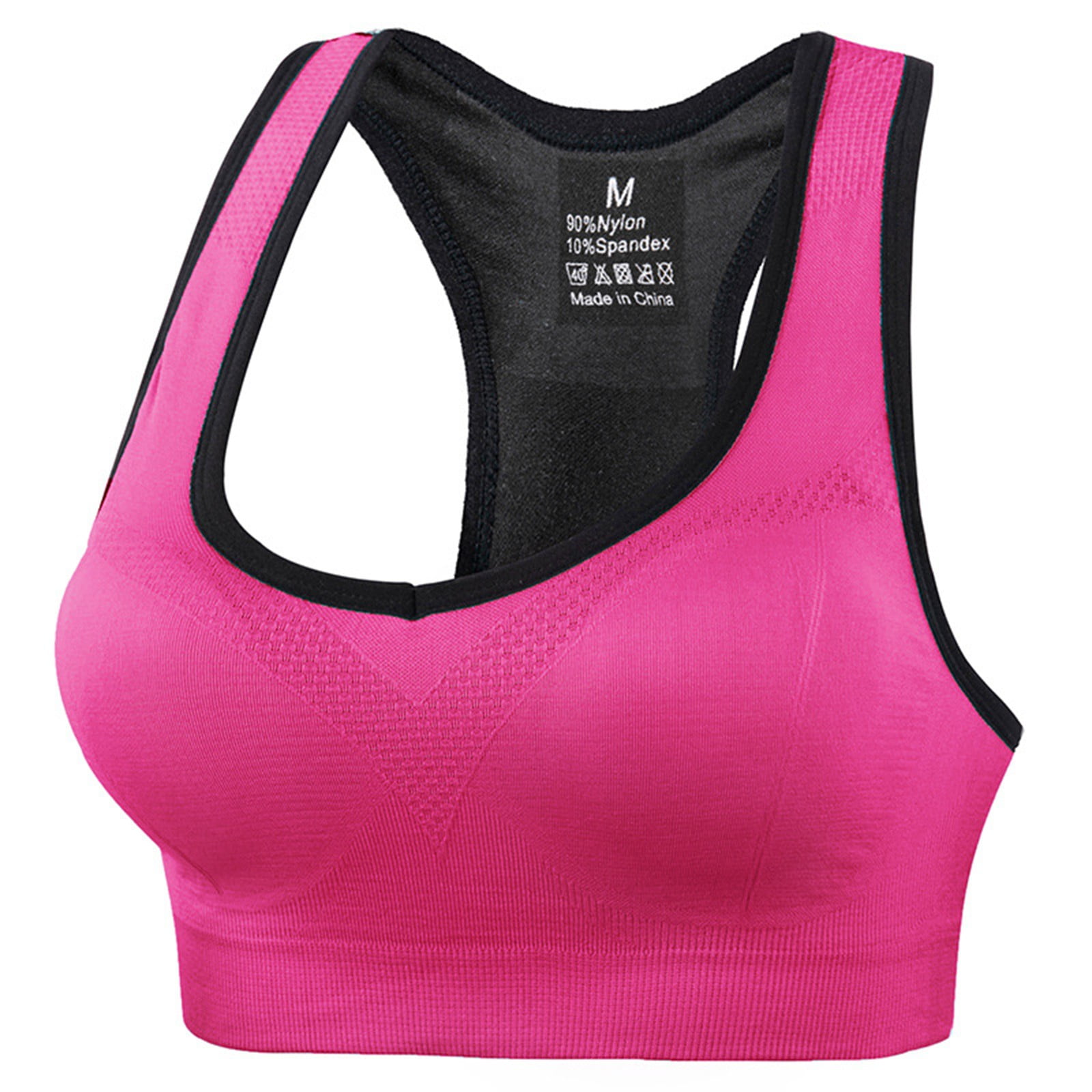 DORKASM Hot Pink Sports Bra Racerback Push Up Bra Sports High Impact