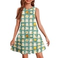thumbnail image 1 of DORKASM Kids Easter Bunny & Print Light Gray Sleeveless Swing Dress: Casual Vest Dress Light Green 120, 1 of 5