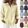 thumbnail image 1 of DORKASM Linen Shirts for Women Long Sleeve Plaid Fashion Tops V Neck Button Down Lightweight 2026 Soft Shirts Fall Trendy Gingham Blouse Yellow XL, 1 of 5