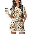 thumbnail image 1 of DORKASM Matching Halloween Pjs Sets for Woman Short Sleeve Sleepwear Pjs Shorts Set Complexion L, 1 of 4