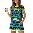 thumbnail image 1 of DORKASM Matching Halloween Pjs Sets for Woman Short Sleeve Sleepwear Pjs Shorts Set Dark Blue M, 1 of 4